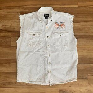 Sturgis Beach Bike Week 2007 Button Shirt Men’s XL Sleeveless White
